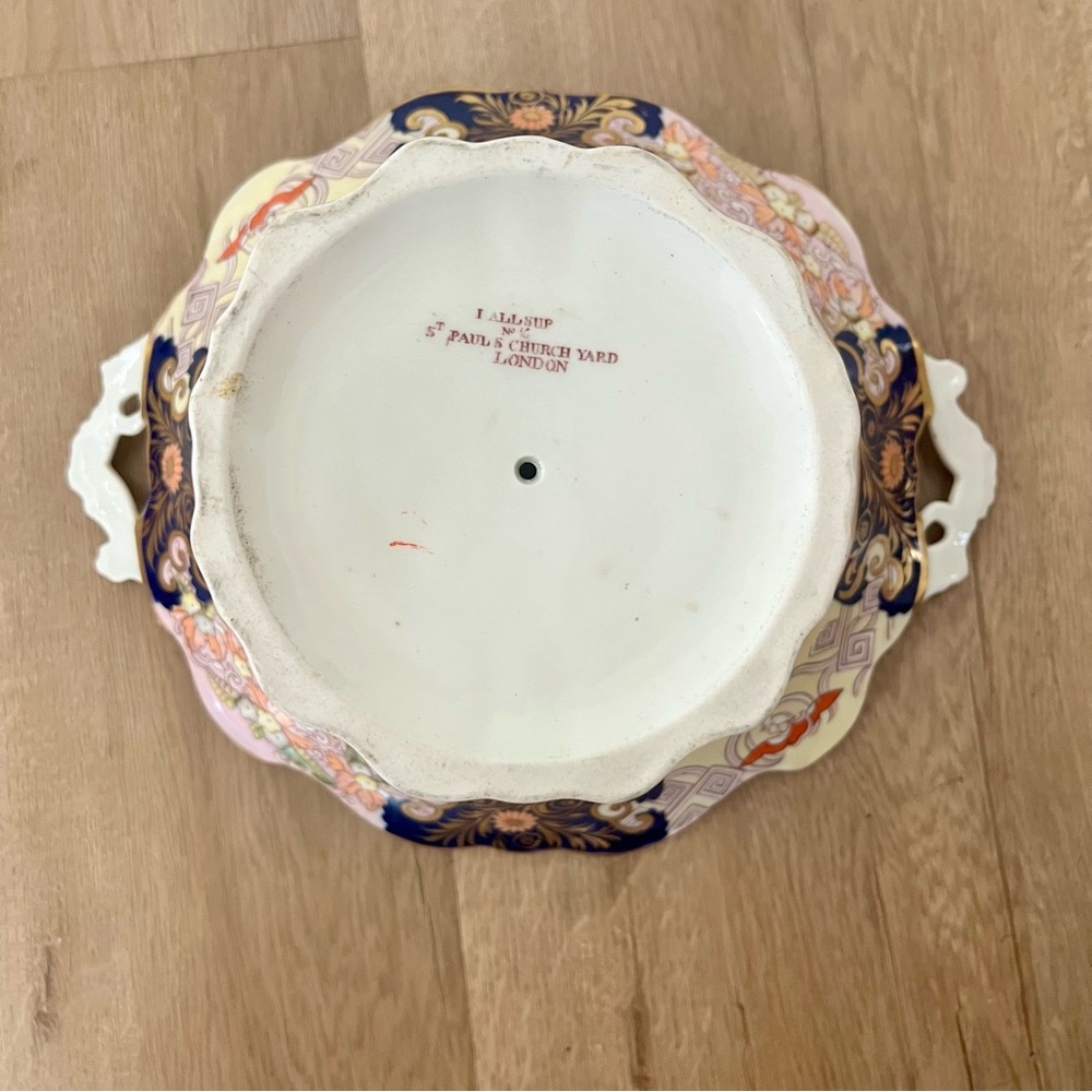 RARE Antique J Allsup 16 St Paul's Church Yard London Imari Footed Dish Plater - Picture 10 of 14